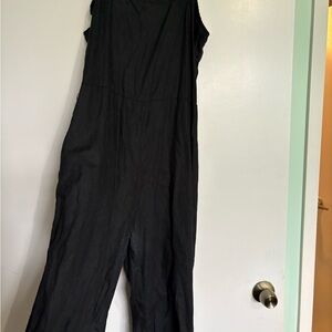 Quince Classic Black Linen Jumpsuit